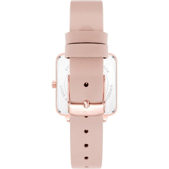 Women\'s Blush/Gold Tone Buckle Closure Faux Leather Strap Crystal Lens Watch main image 4